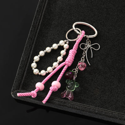 Charming Pink & White Pearls Purse Charm