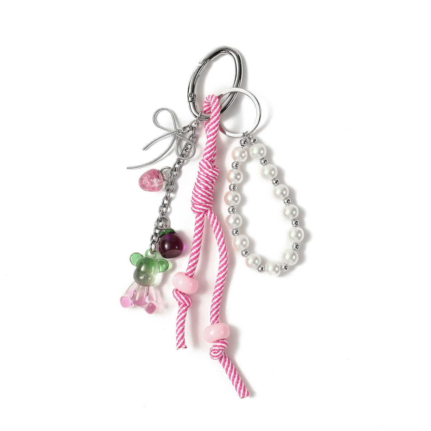 Charming Pink & White Pearls Purse Charm