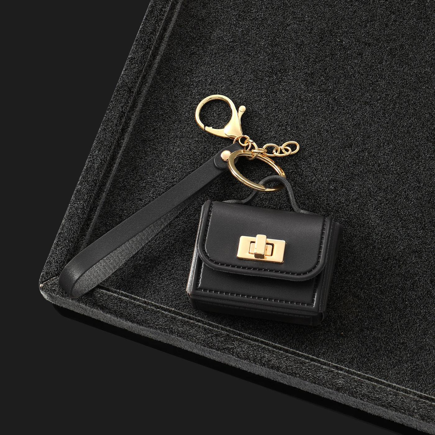 The Office Mini Leather Bag Charm - Black
