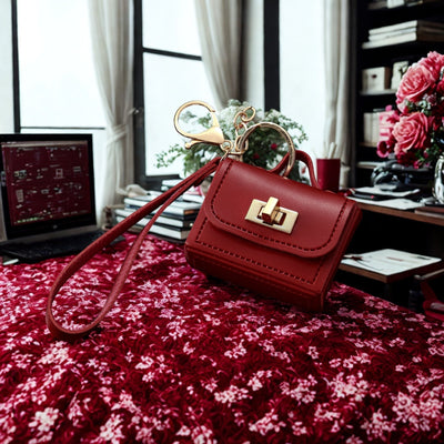 The Office Mini Leather Bag Charm - Red