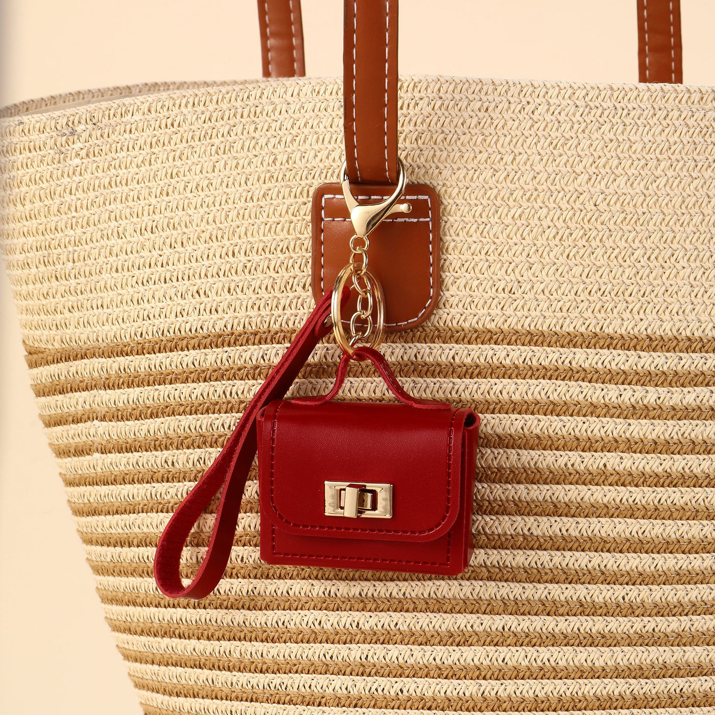 The Office Mini Leather Bag Charm - Red