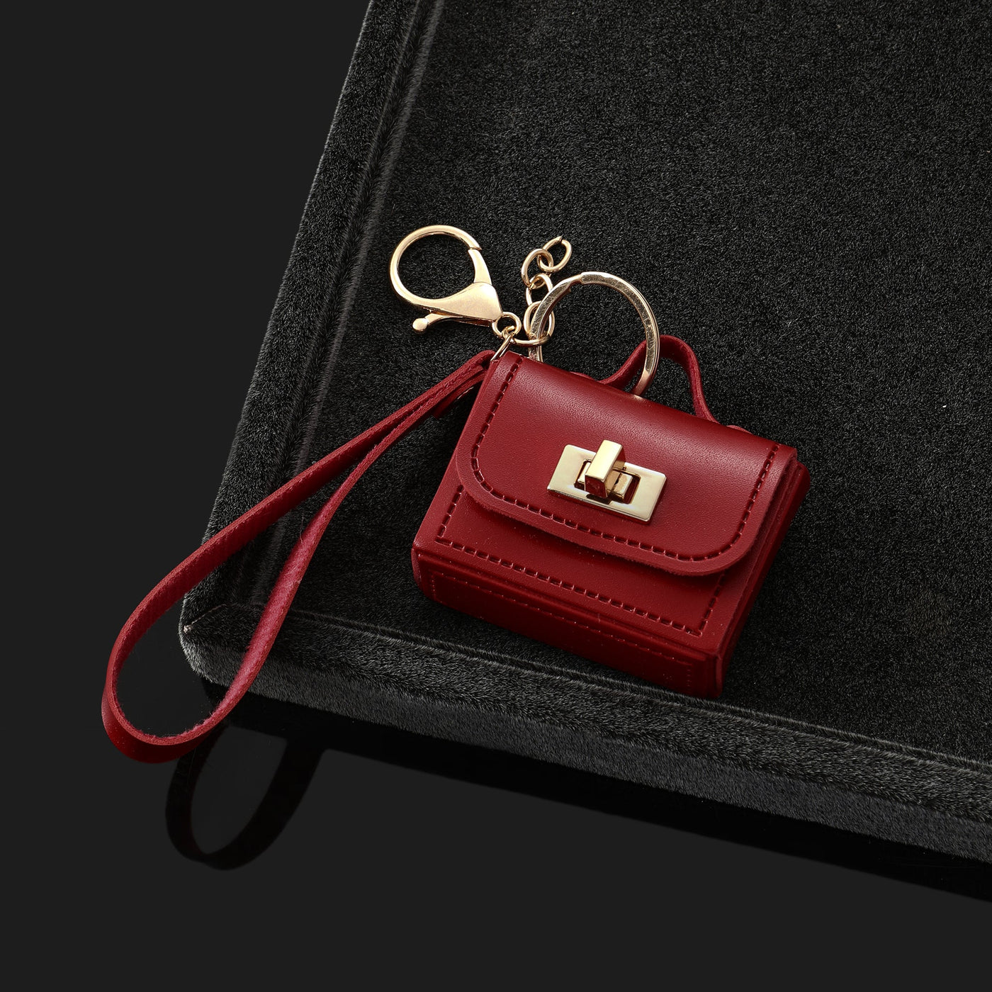 The Office Mini Leather Bag Charm - Red
