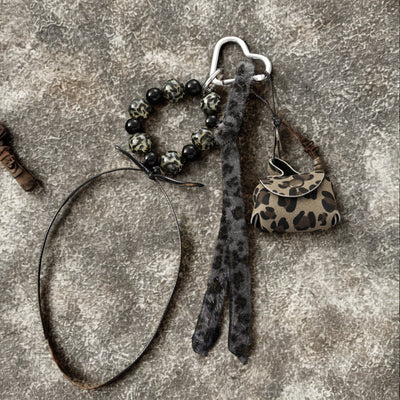 The LeopardLoop Keyring Bag Charm - Black