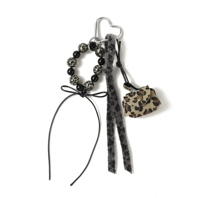 The LeopardLoop Keyring Bag Charm - Black