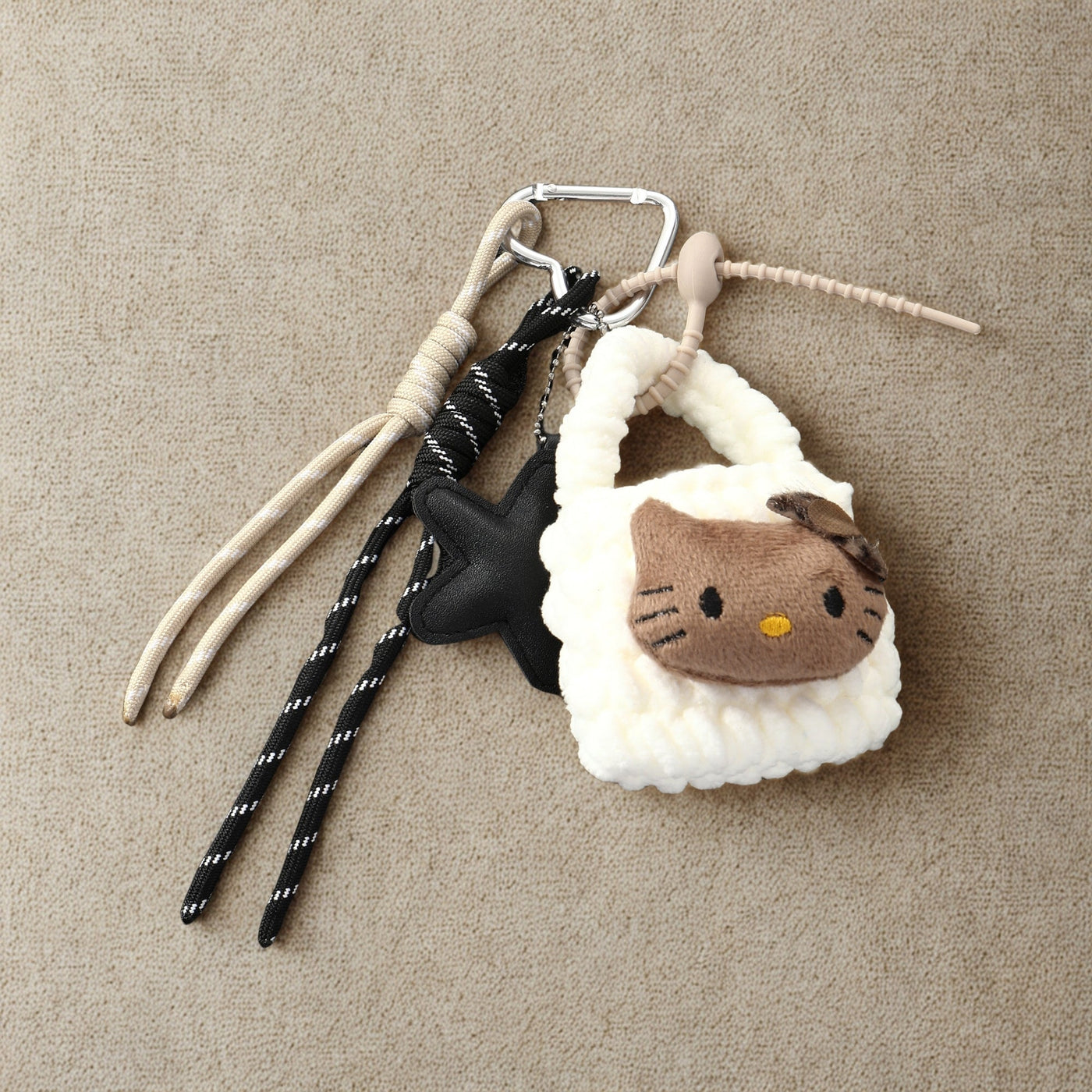Hello Kitty Crochet Bag charm - White & Brown