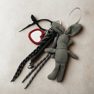 Croche Bunny & Heart Mirror Bag Charm