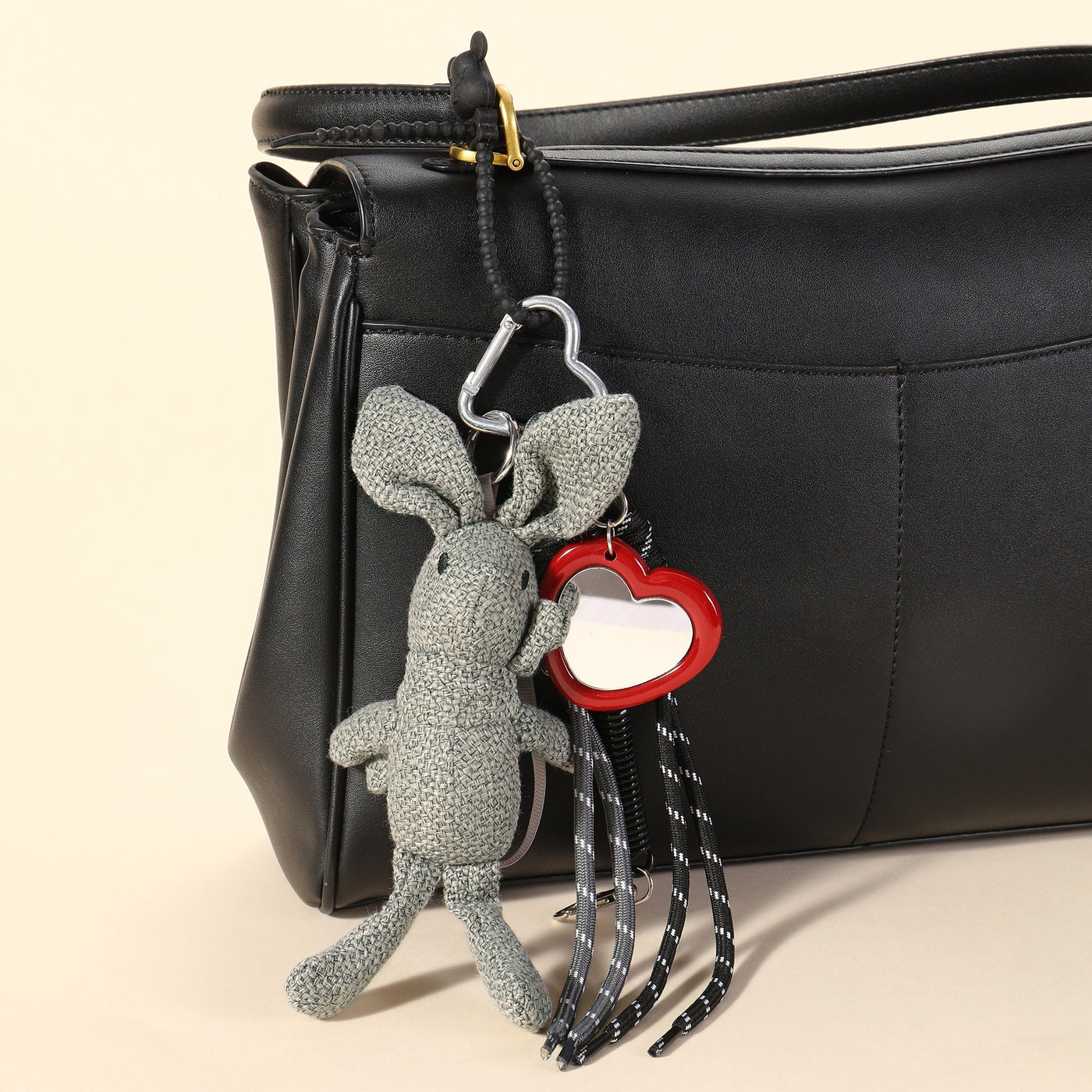 Croche Bunny & Heart Mirror Bag Charm
