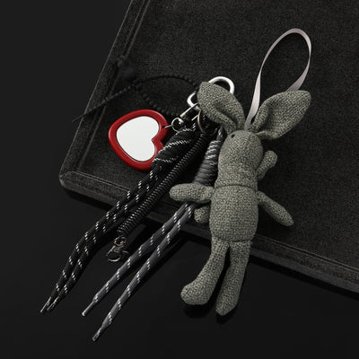 Croche Bunny & Heart Mirror Bag Charm