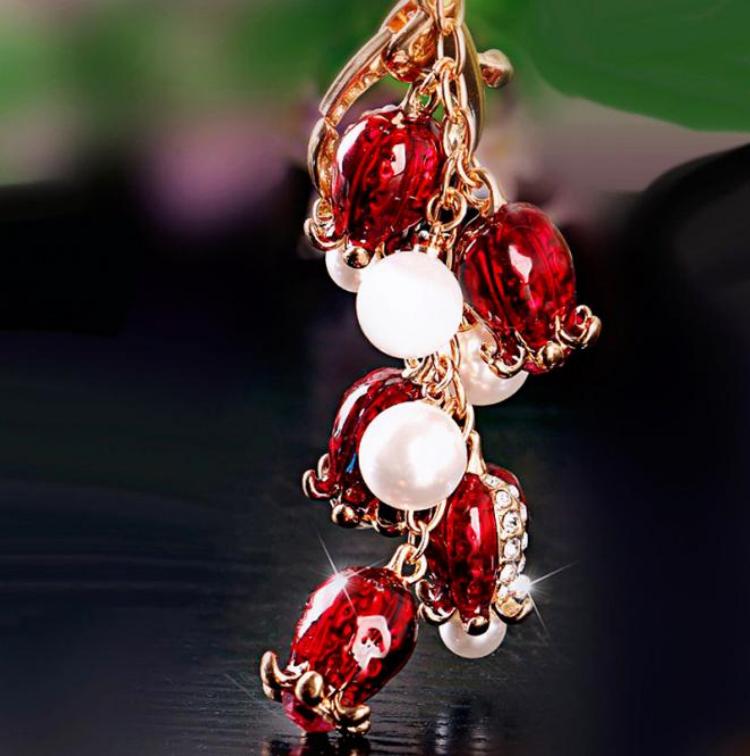 Red Glass Beads and Pearl Charm