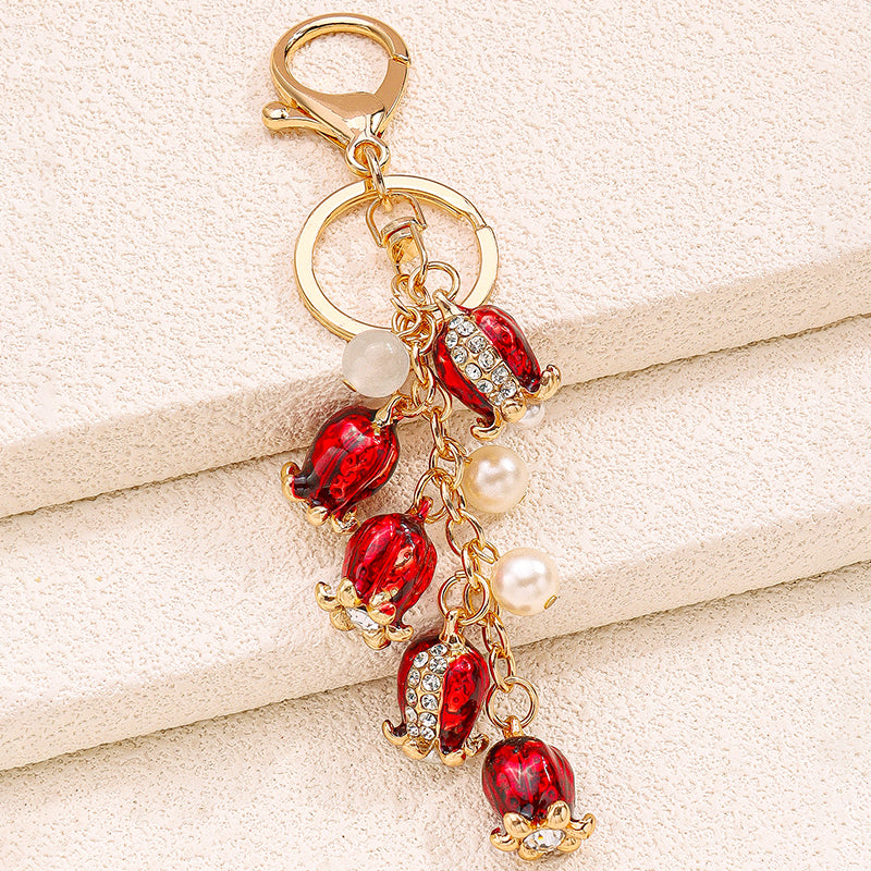 Red Glass Beads and Pearl Charm