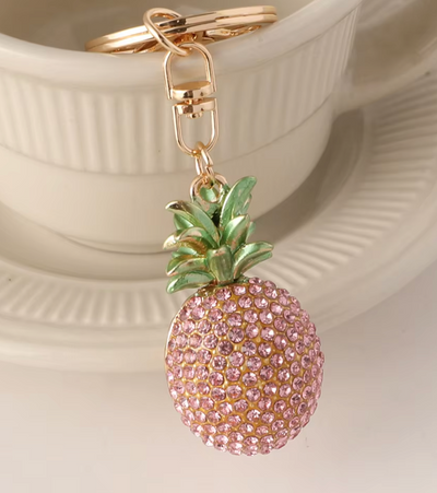 Pink Pineapple Crystal Bag Charm