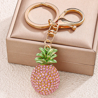Pink Pineapple Crystal Bag Charm