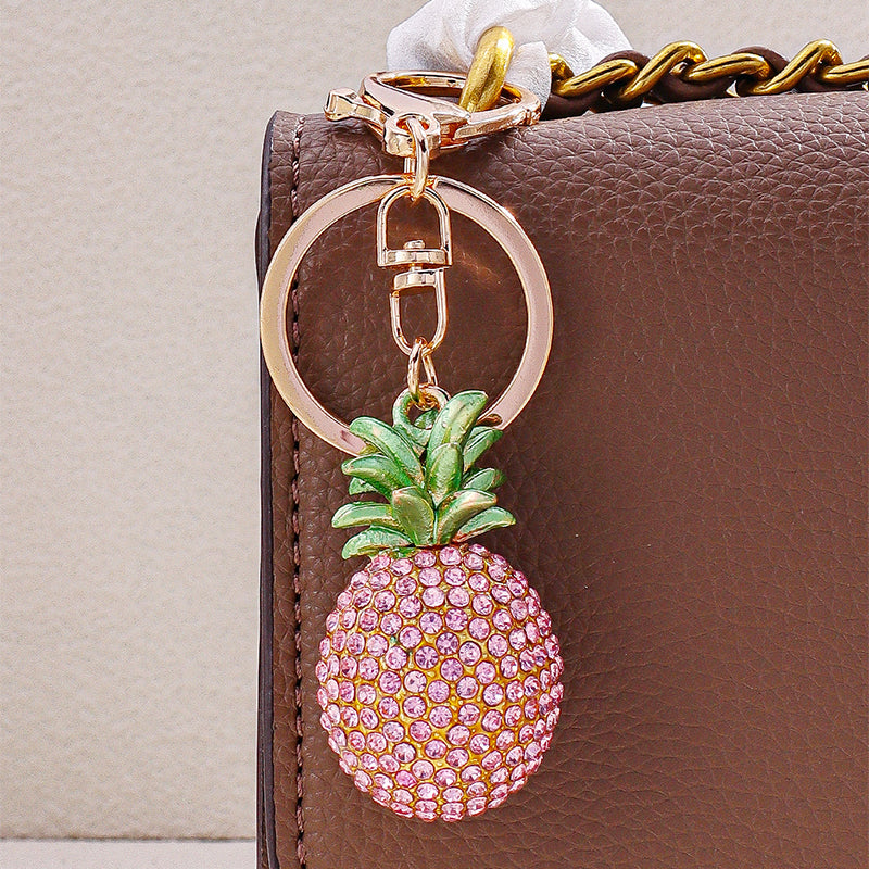Pink Pineapple Crystal Bag Charm