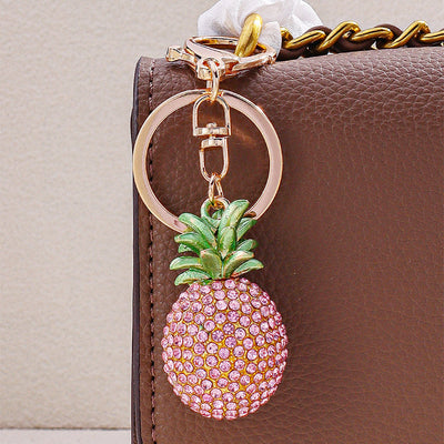 Pink Pineapple Crystal Bag Charm