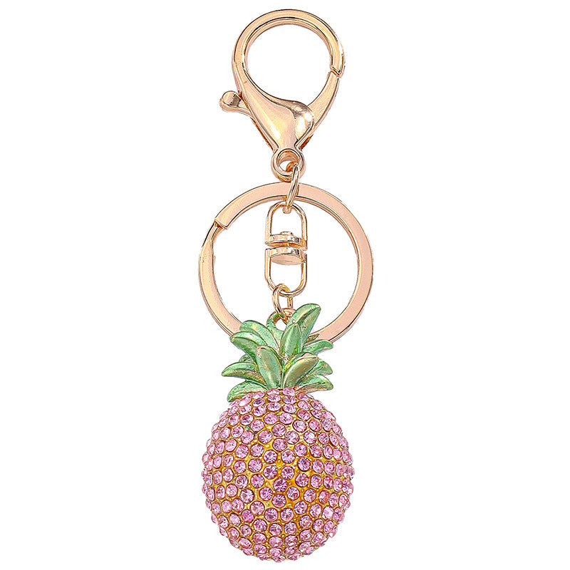 Pink Pineapple Crystal Bag Charm