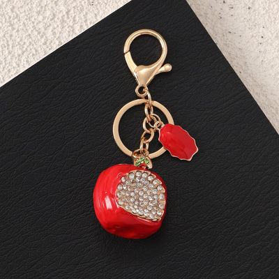 Crystal Studded Apple Bag Charm for Girls