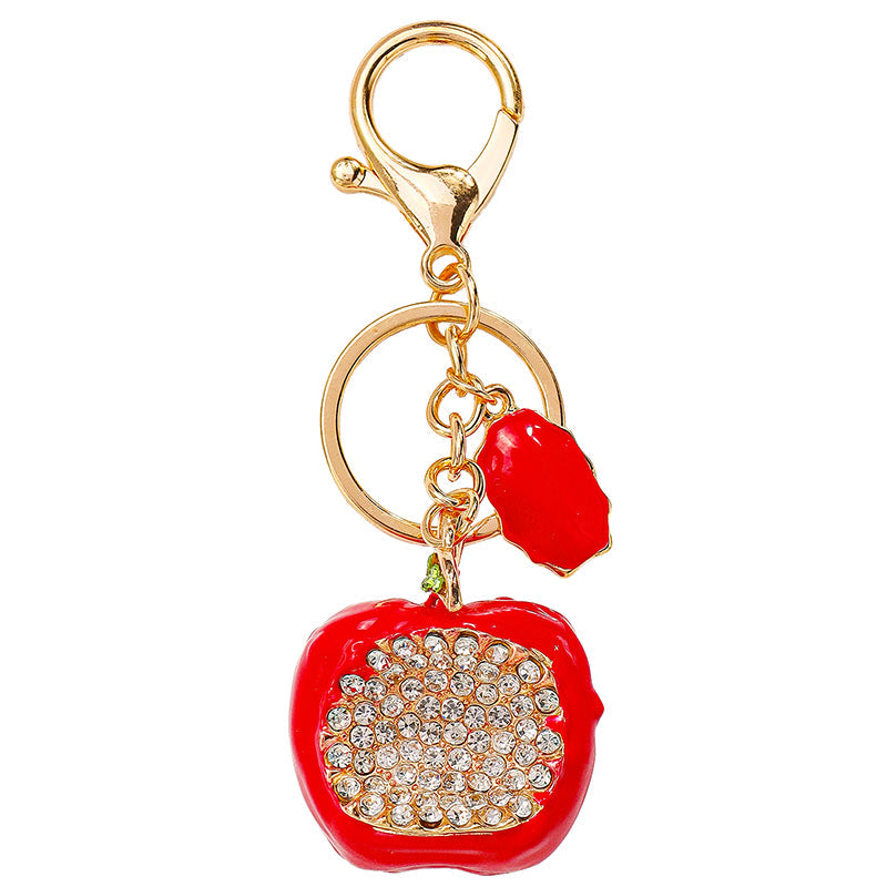 Crystal Studded Apple Bag Charm for Girls