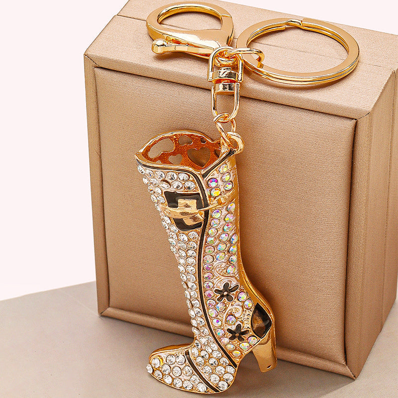 Studed White Boot Bag Charm for Women