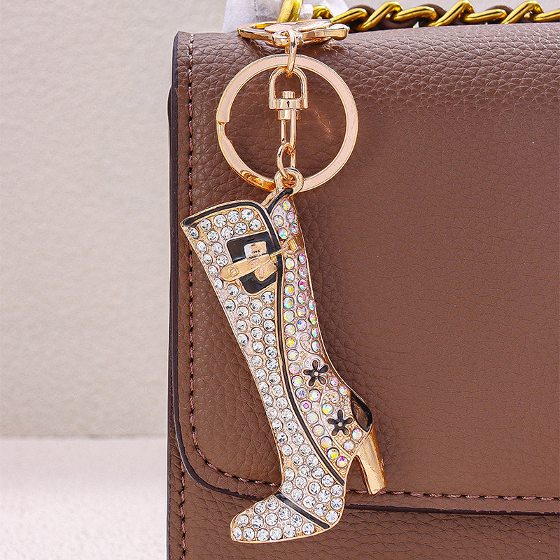 Studed White Boot Bag Charm for Women
