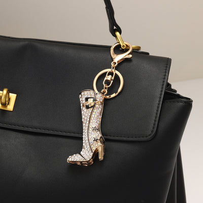 Studed White Boot Bag Charm for Women