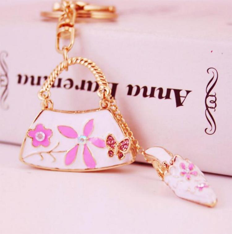 Pink MultiCharm Floral Themed Bag Charm