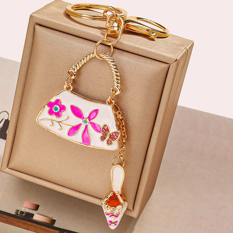 Pink MultiCharm Floral Themed Bag Charm