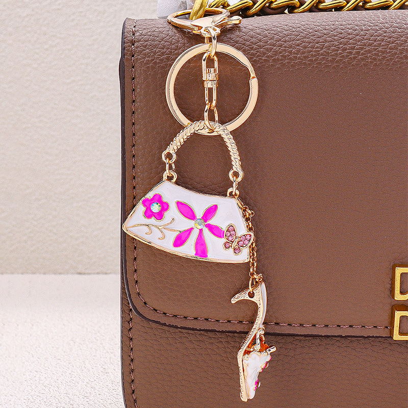 Pink MultiCharm Floral Themed Bag Charm