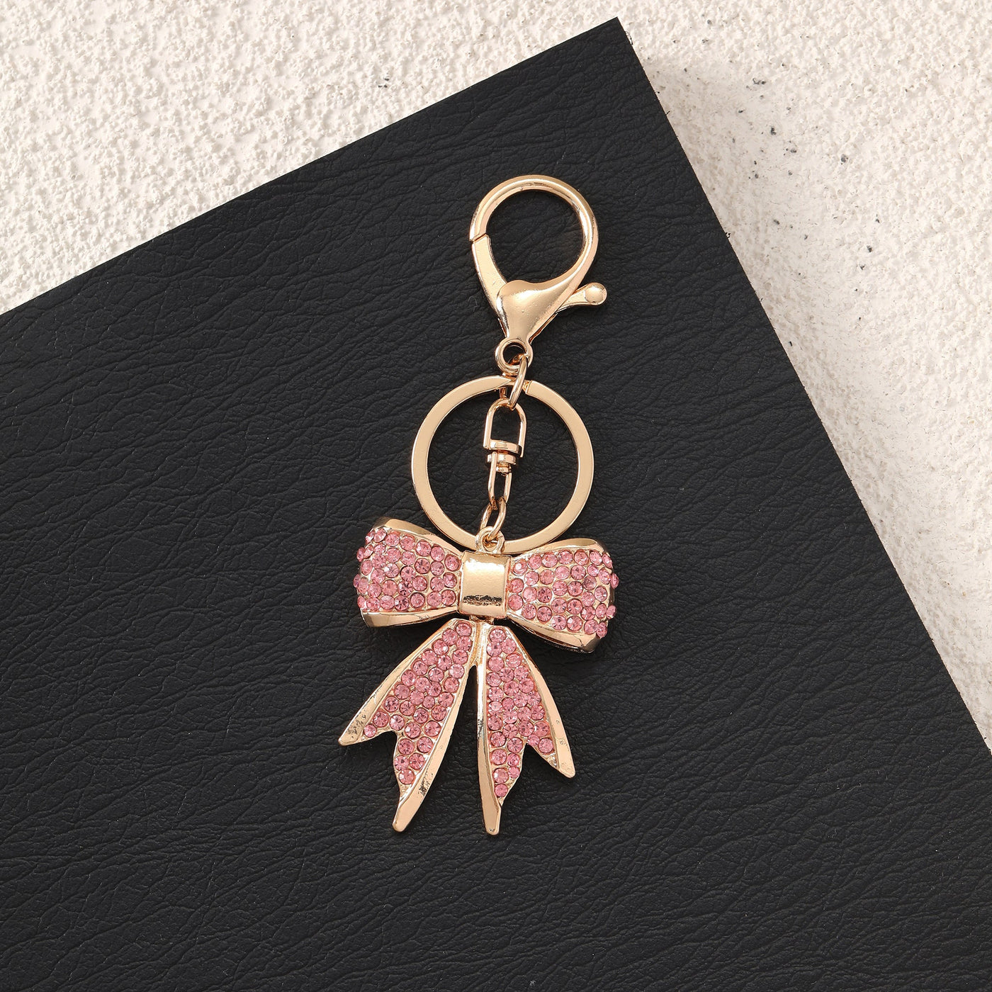 Studded Crystal Pink Bow Bag Charm for Women