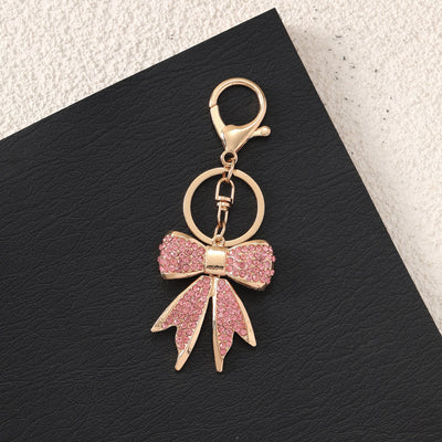 Studded Crystal Pink Bow Bag Charm for Women