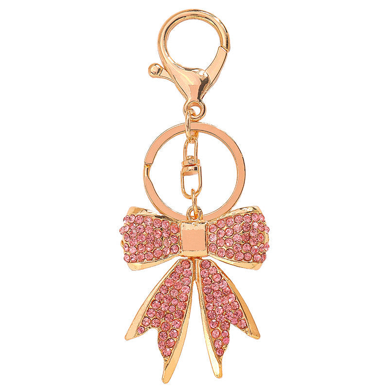 Studded Crystal Pink Bow Bag Charm for Women