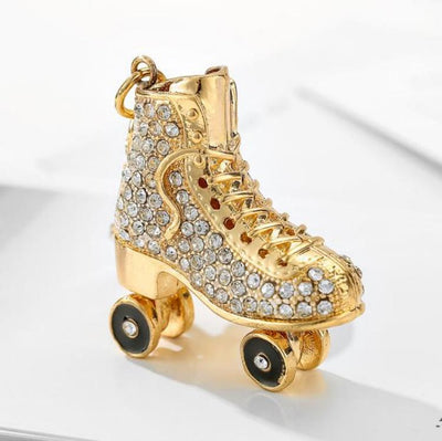 Crystal Studded Skates Gold Bag Charm