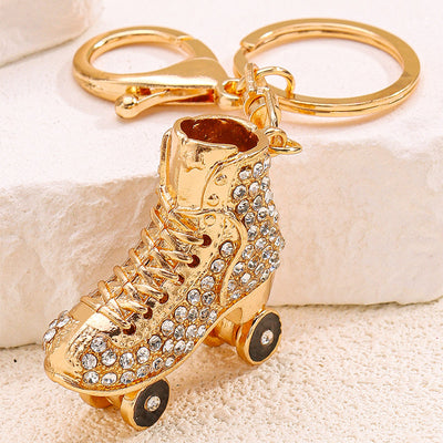 Crystal Studded Skates Gold Bag Charm