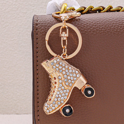 Crystal Studded Skates Gold Bag Charm