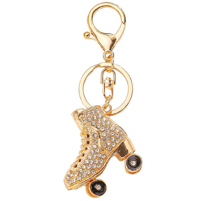 Crystal Studded Skates Gold Bag Charm