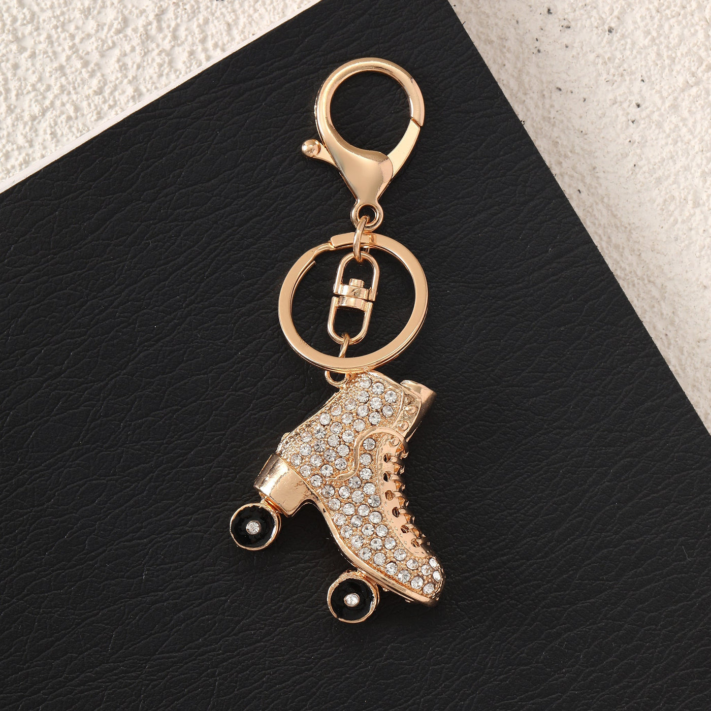 Crystal Studded Skates Gold Bag Charm