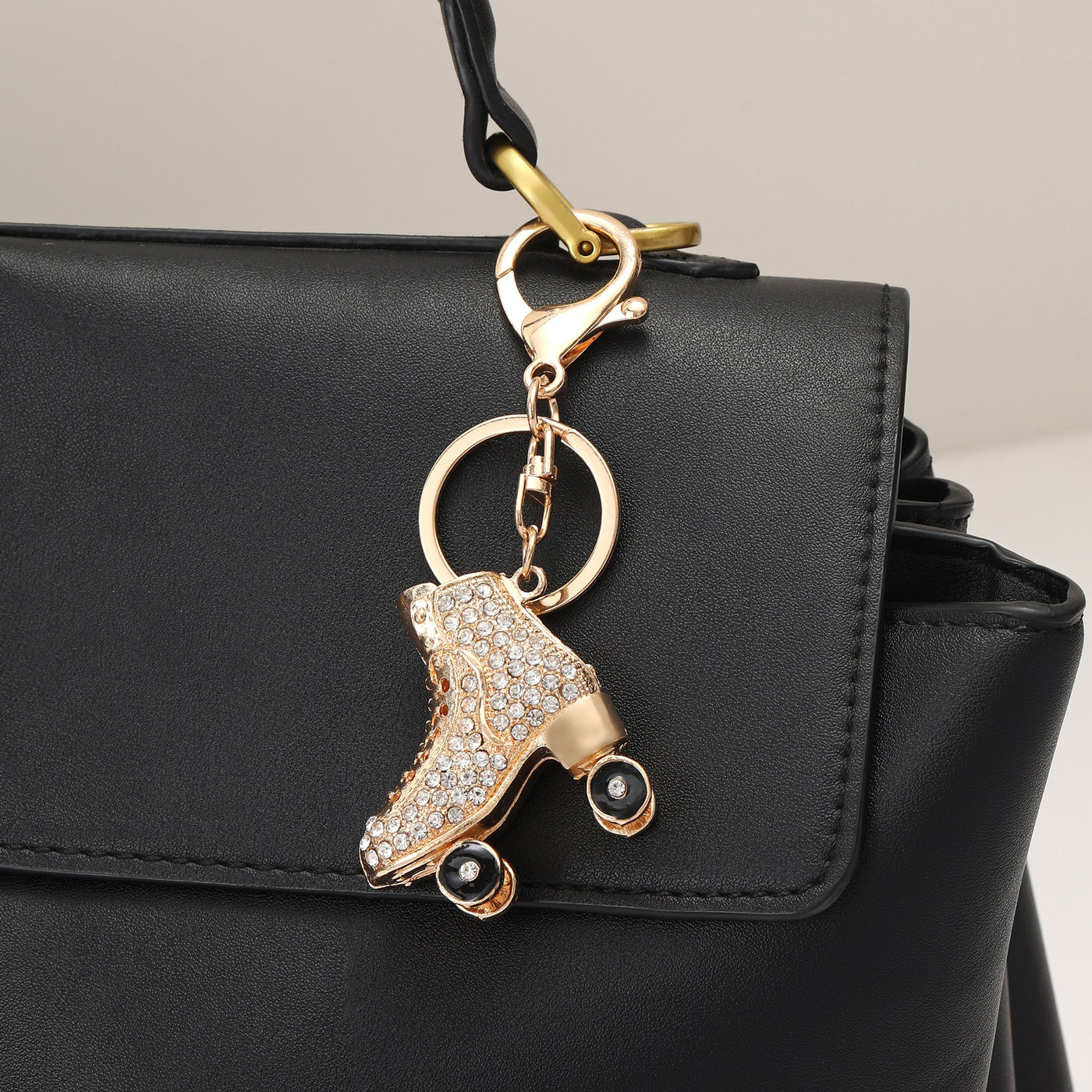 Crystal Studded Skates Gold Bag Charm