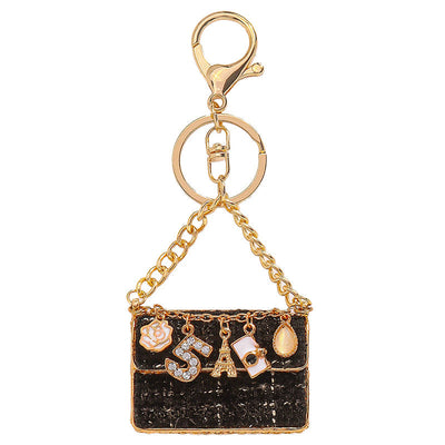 Mini Paris Purse Bag Charm-Black