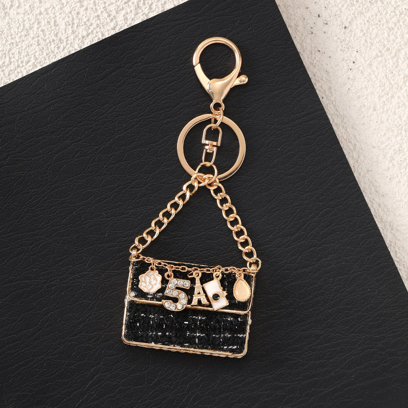 Mini Paris Purse Bag Charm-Black