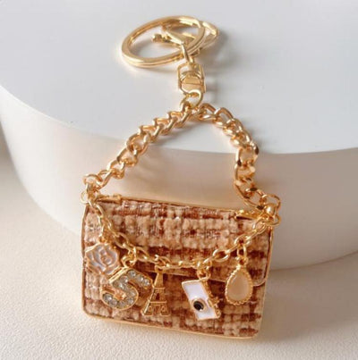 Mini Paris Purse Bag Charm-Brown