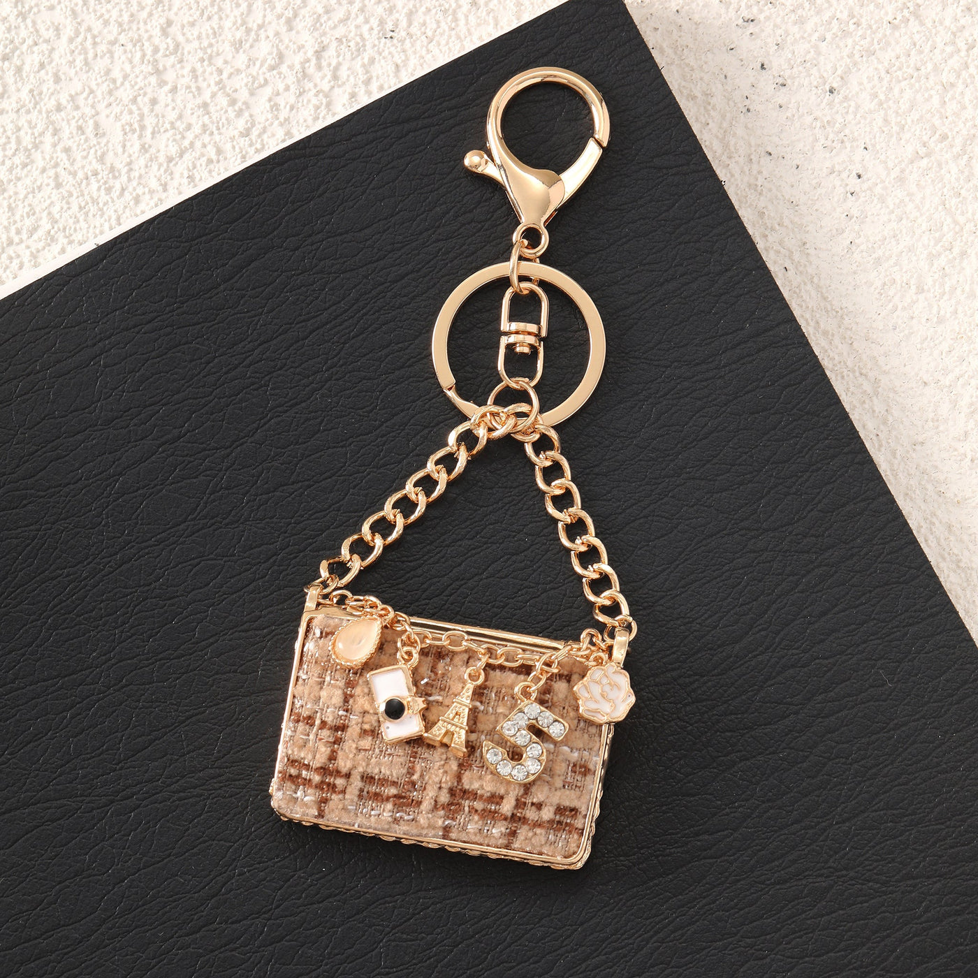 Mini Paris Purse Bag Charm-Brown