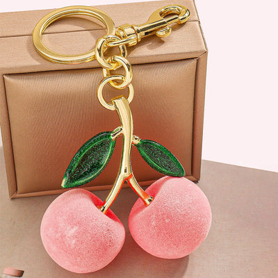 Frosted Pink Cherry Bag Charm for Girls