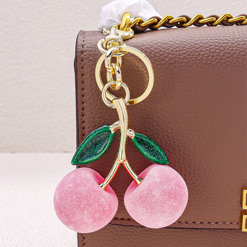 Frosted Pink Cherry Bag Charm for Girls