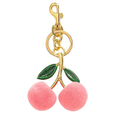 Frosted Pink Cherry Bag Charm for Girls