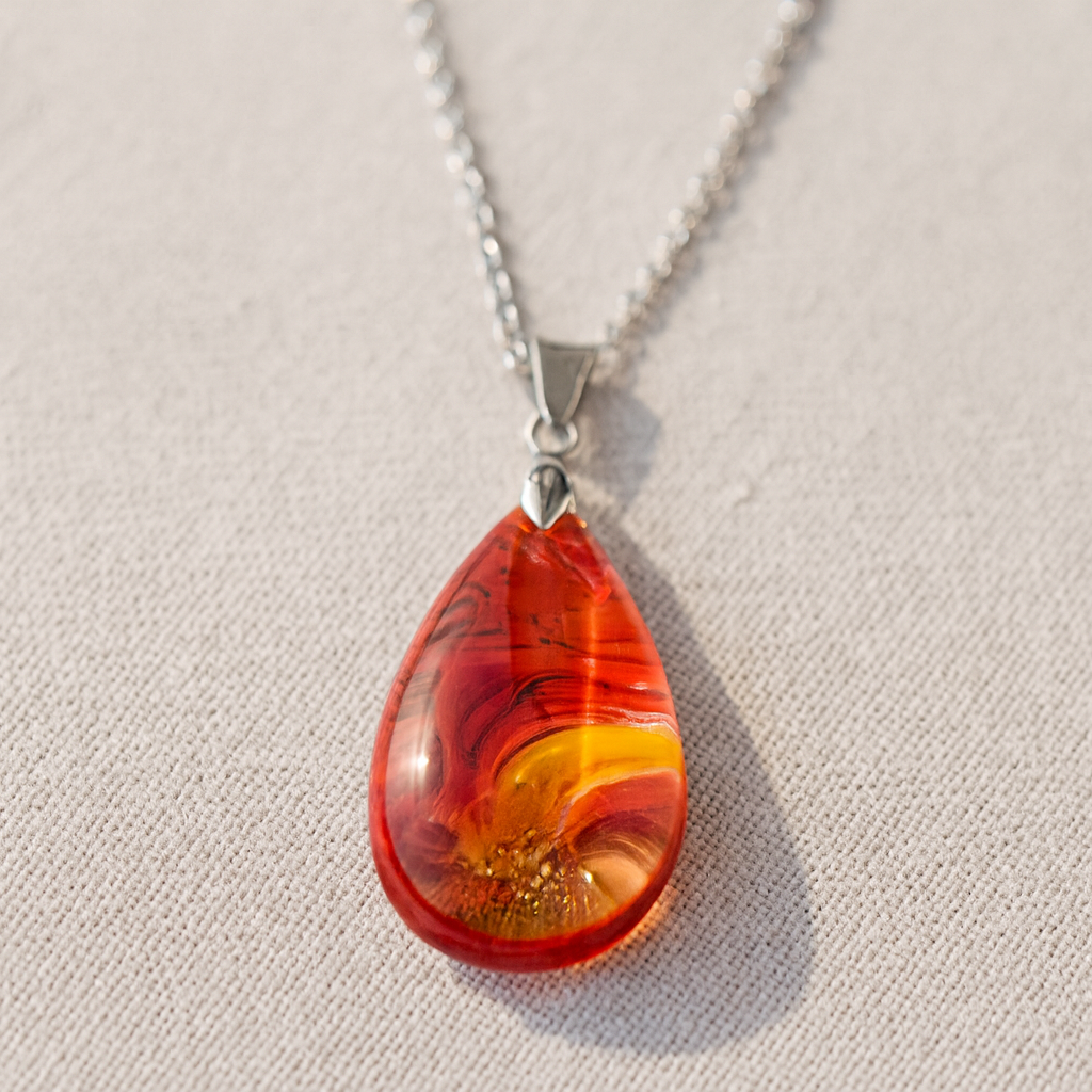 Rose Gold Real Flower Autumn Necklace