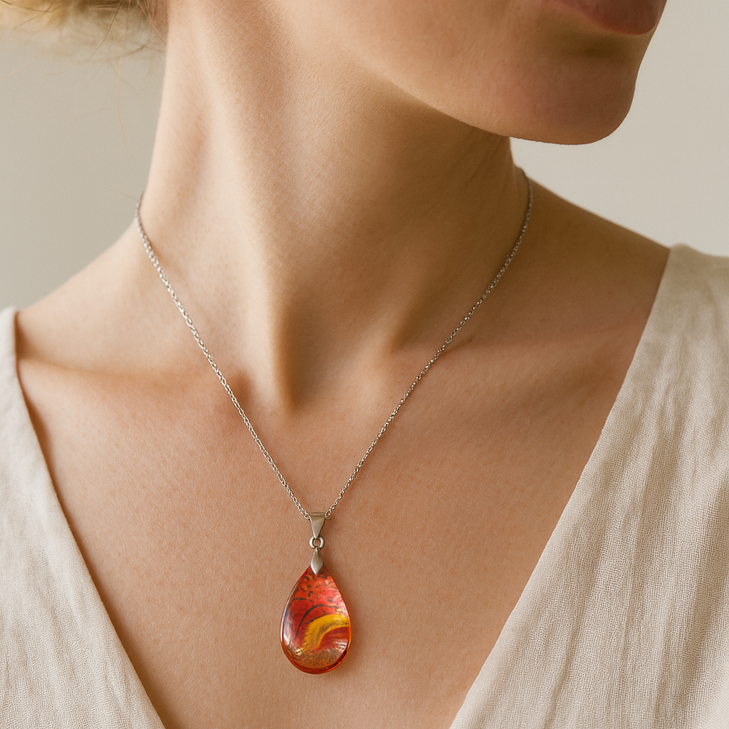 Rose Gold Real Flower Autumn Necklace