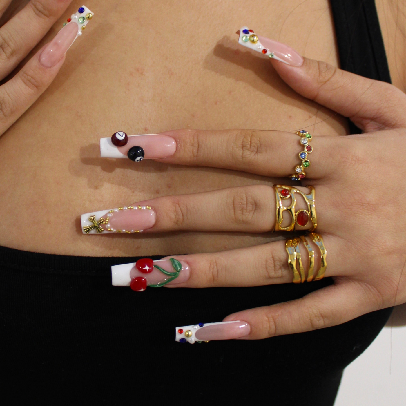 Geometric Red Stone Ring