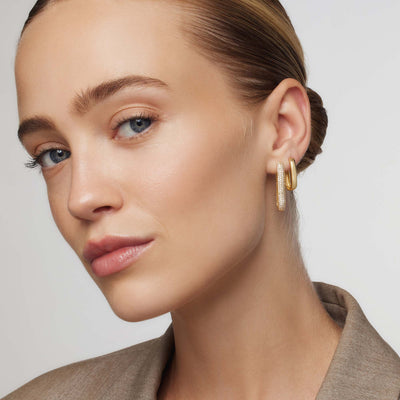 Large Icon Pave Hoops | Gold
