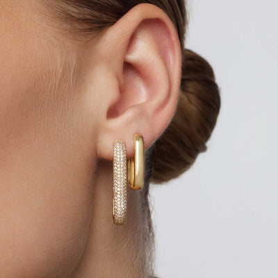 Large Icon Pave Hoops | Gold