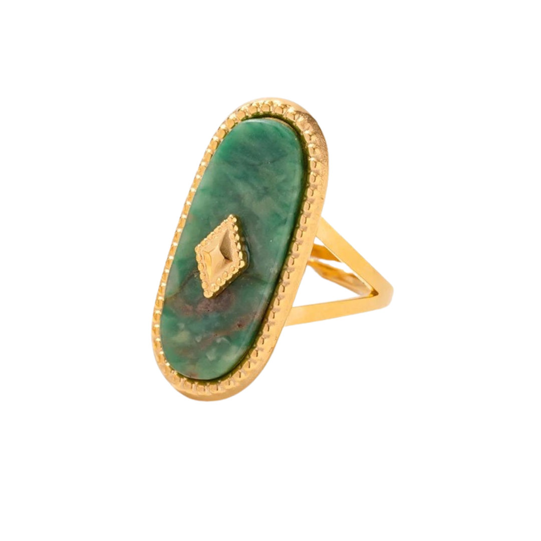 Adjustable Verdite Aura Gold Ring