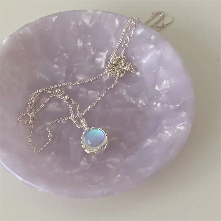 Moonstone Necklace - Round Cut Pendant